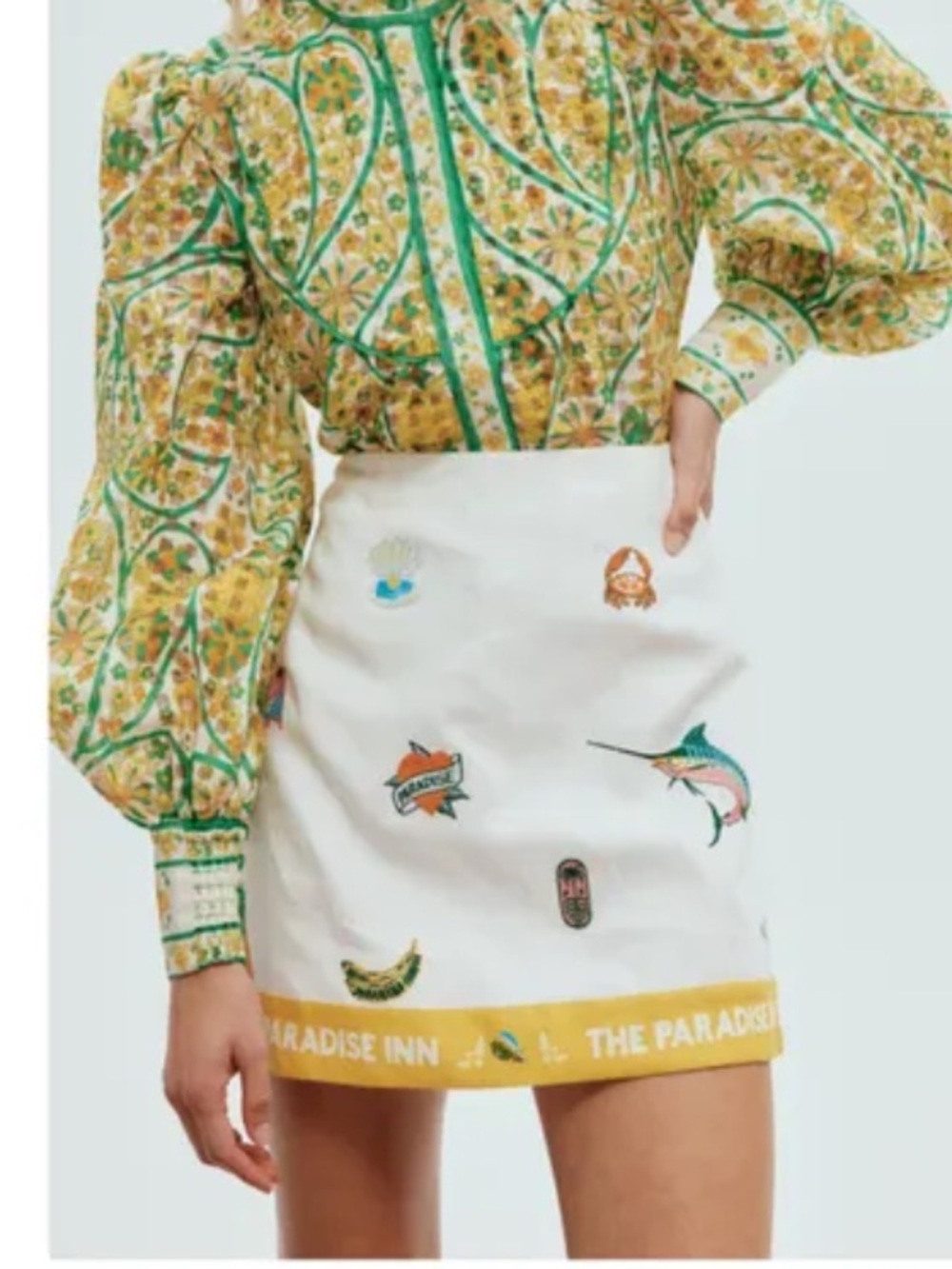 Adorable Mini Skirt with Yellow and Blue Trim - size XS
